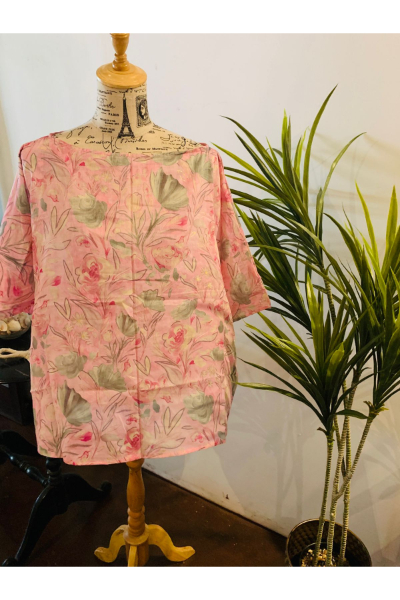Pink Rose Floral Blouse (E90)